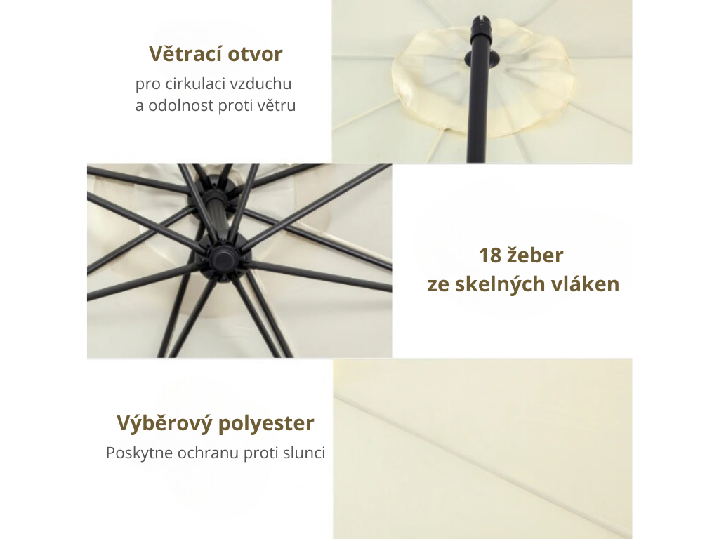 Jumi OP-142964 Slunečník s boční nohou průměr 300 cm bílý 2